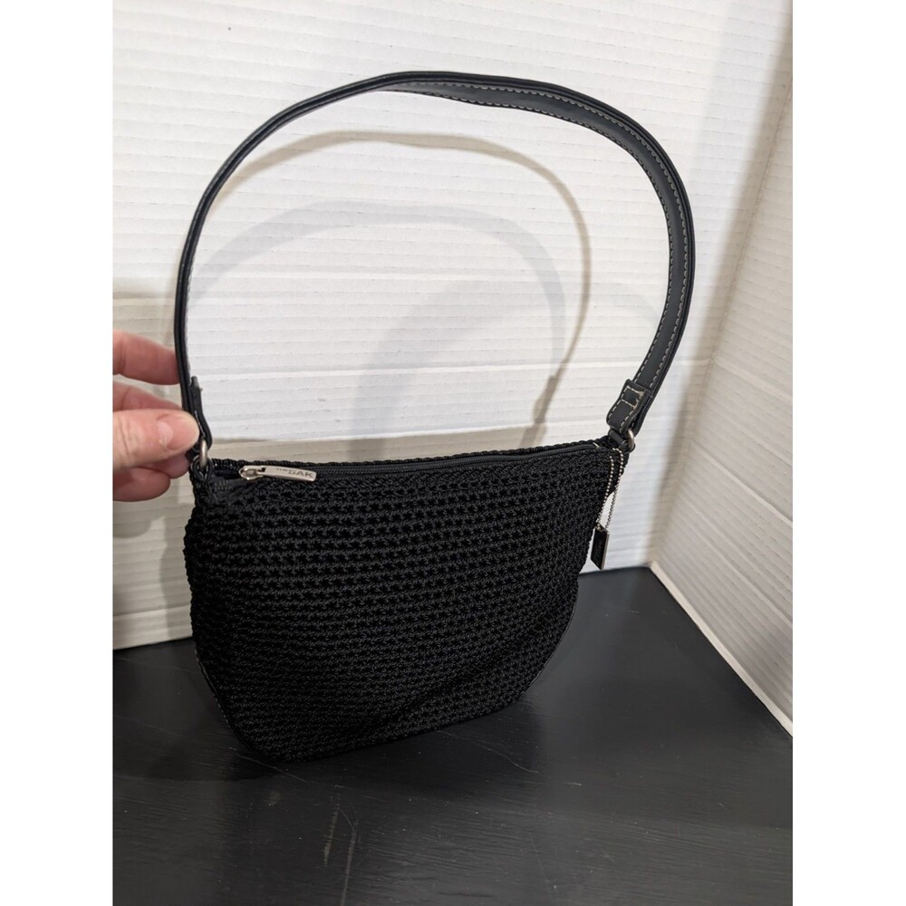 THE SAK Elliott Lucca Crochet Hobo Shoulder Bag Black Nylon